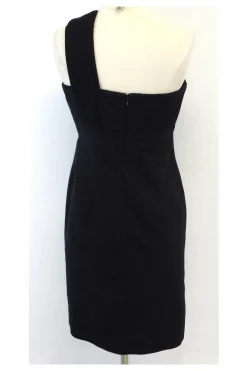 Shoshanna - Black One Shoulder Textured Cotton Dress Sz 6