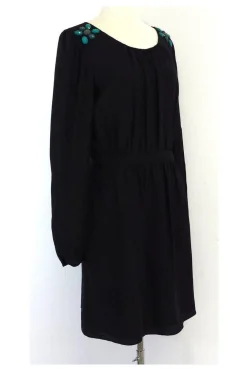 Shoshanna - Black Silk Beaded Long Sleeve Dress Sz 8