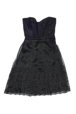 Shoshanna - Black Strapless Floral Skirt Dress Sz 4