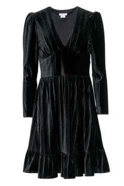 Shoshanna - Black Velvet Ribbed Cocktail Dress Sz 4