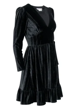 Shoshanna - Black Velvet Ribbed Cocktail Dress Sz 4