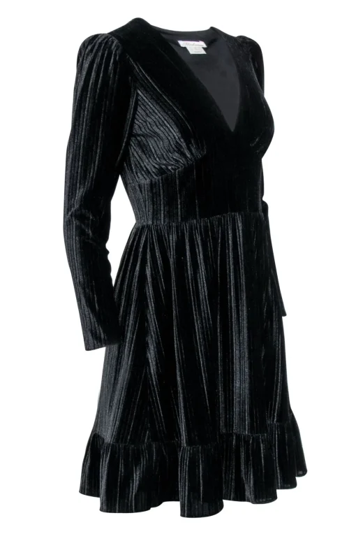 Shoshanna - Black Velvet Ribbed Cocktail Dress Sz 4
