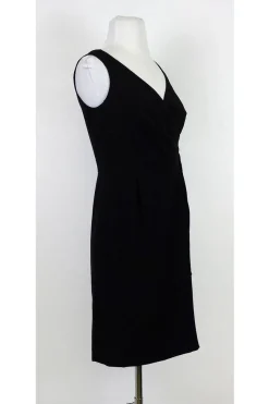 Shoshanna - Black V-Neck Dress w/ Side Pleated Detail Sz 4
