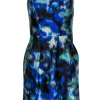 Shoshanna - Blue, Black & Green Watercolor Print Fit & Flare Dress Sz 4