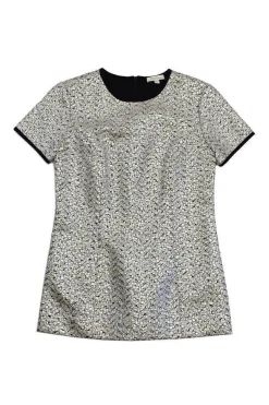 Shoshanna - Blush & Silver Metallic Short Sleeve Top Sz 0