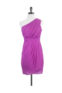 Shoshanna - Fuchsia One Shoulder Drape Dress Sz 2