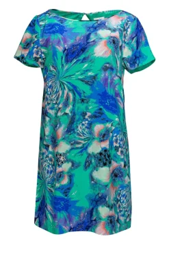 Shoshanna - Green Silk Abstract Shirt Dress Sz 8