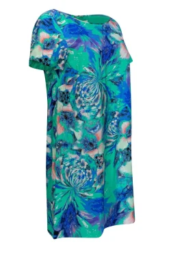 Shoshanna - Green Silk Abstract Shirt Dress Sz 8