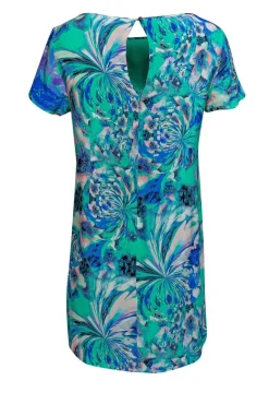 Shoshanna - Green Silk Abstract Shirt Dress Sz 8