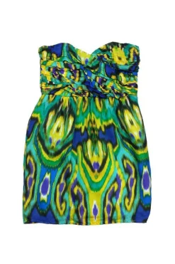 Shoshanna - Green Tone Silk Strapless Dress Sz 8
