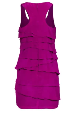 Shoshanna - Magenta Textured Tiered Sleeveless Racerback Silk Shift Dress Sz 4