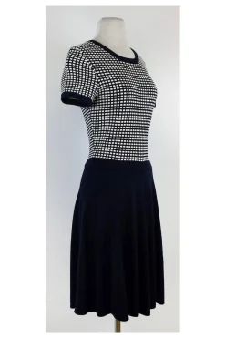 Shoshanna - Navy & White Checkered Short Sleeve Dress Sz M