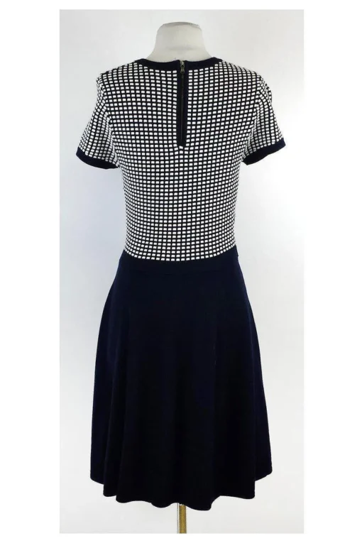 Shoshanna - Navy & White Checkered Short Sleeve Dress Sz M