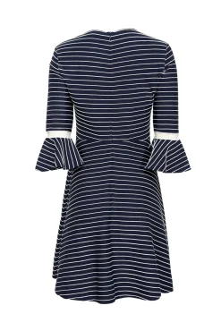 Shoshanna - Navy & White Striped Bell Sleeve Dress Sz 4