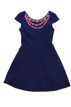 Shoshanna - Navy Embellished Fit & Flare Dress Sz 0