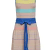 Shoshanna - Nude & Pastel Knit Stripe Fit & Flare Dress w/ Tie Sz S