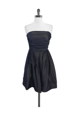 Shoshanna - Pewter & Navy Strapless Dress Sz 2