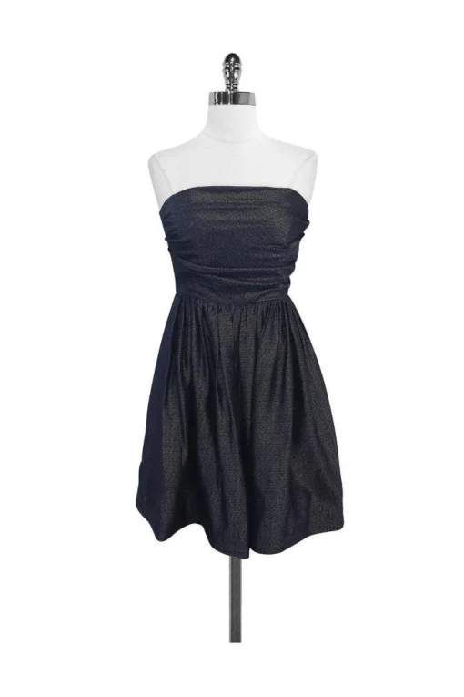 Shoshanna - Pewter & Navy Strapless Dress Sz 2