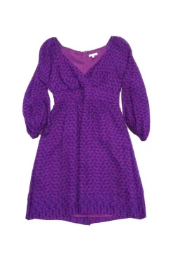 Shoshanna - Purple & Blue Long Sleeve Geo Print Dress Sz 0