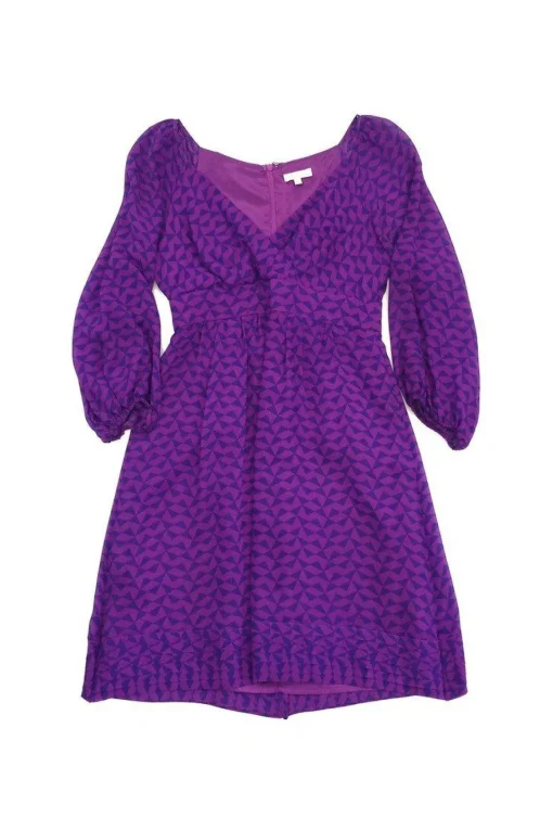 Shoshanna - Purple & Blue Long Sleeve Geo Print Dress Sz 0