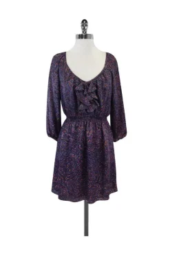 Shoshanna - Purple Long Sleeve Multi-Print Dress Sz 0