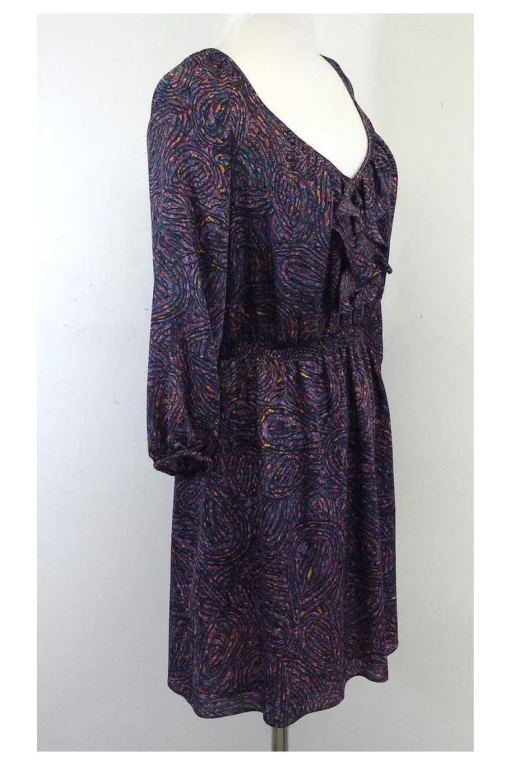 Shoshanna - Purple Long Sleeve Multi-Print Dress Sz 0