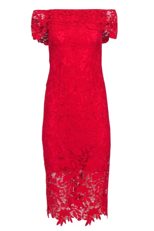 Shoshanna - Red Lace Off The Shoulder Dress Sz 0