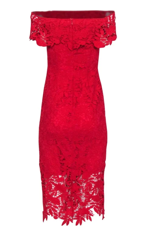 Shoshanna - Red Lace Off The Shoulder Dress Sz 0
