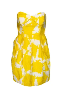 Shoshanna - Yellow Floral Strapless Dress Sz 4