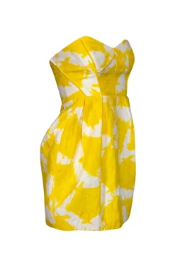 Shoshanna - Yellow Floral Strapless Dress Sz 4