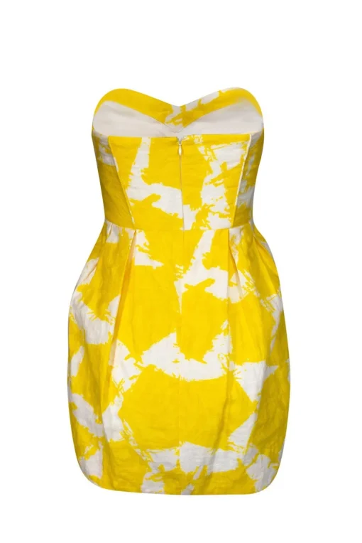 Shoshanna - Yellow Floral Strapless Dress Sz 4