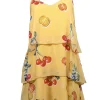 Show Me Your Mumu - Yellow Fruit Print Tiered Mini Dress Sz L