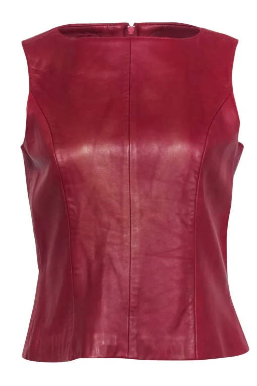 Siena Studio - Red Leather Sleeveless Top Sz M