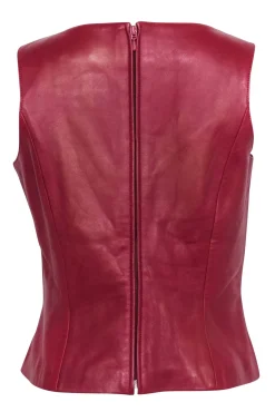 Siena Studio - Red Leather Sleeveless Top Sz M
