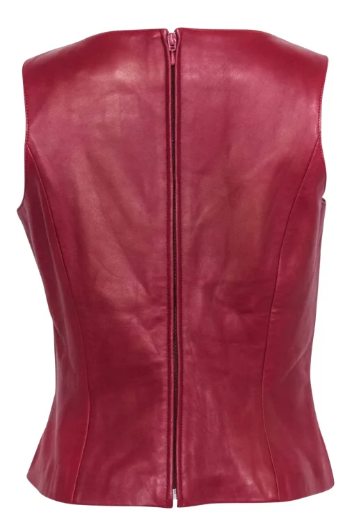 Siena Studio - Red Leather Sleeveless Top Sz M
