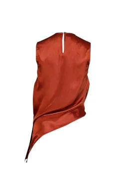 Sies Marjan - Orange Silk Asymmetrical Draped Top Sz 2