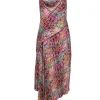 Sies Marjan - Pink, Blue & Red Snakeskin Print Midi Dress w/ Asymmetric Hem Sz 4