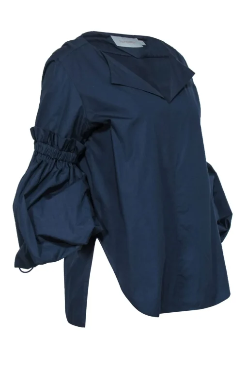 Silvia Tcherassi - Navy Puff Sleeve "Lucaya" Cotton Blouse Sz S