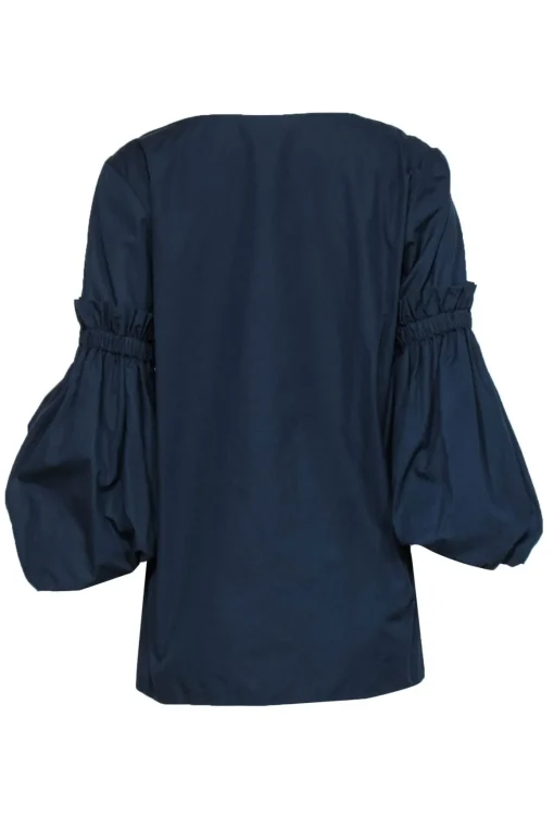 Silvia Tcherassi - Navy Puff Sleeve "Lucaya" Cotton Blouse Sz S