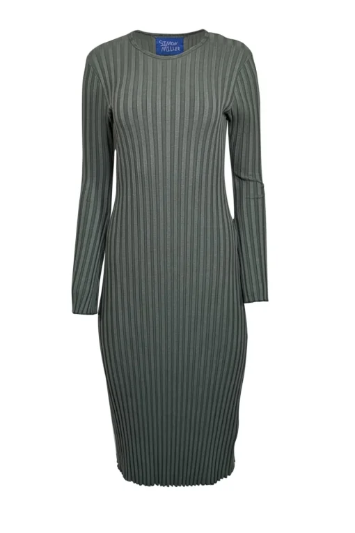 Simon Miller - Green Ribbed Long Sleeve Dress Sz S