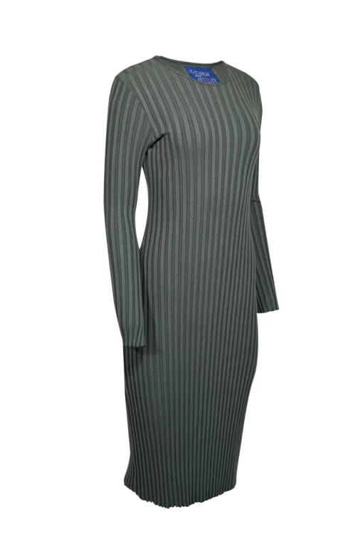 Simon Miller - Green Ribbed Long Sleeve Dress Sz S