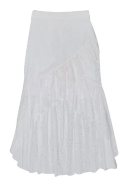 Sir - White Eyelet Lace Ruffle Front High-Low Skirt Sz 4