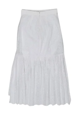 Sir - White Eyelet Lace Ruffle Front High-Low Skirt Sz 4