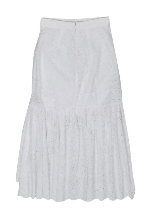 Sir - White Eyelet Lace Ruffle Front High-Low Skirt Sz 4
