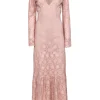 SKY -  Beige Tiered Eyelet Long Sleeve Maxi Dress Sz XS