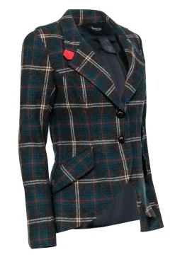 Smythe - Green, Red, & Blue Plaid Wool Blend Blazer Sz 10