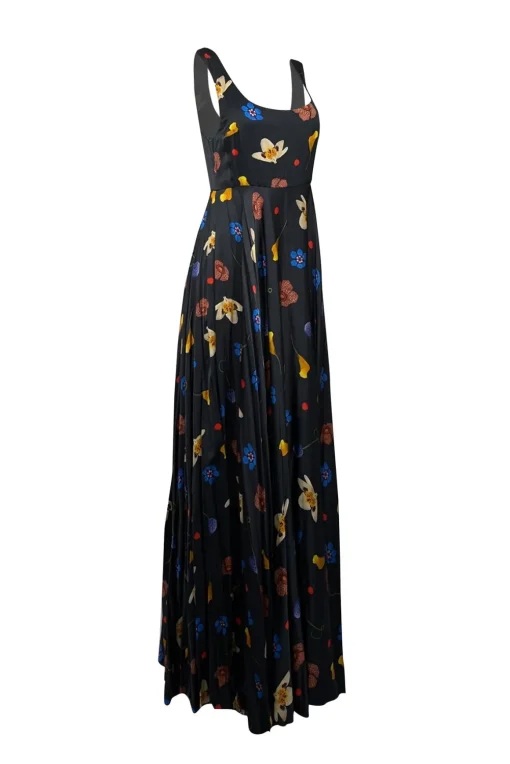 Solace London - Dark Green & Multi Color Floral Sleeveless Sz 6