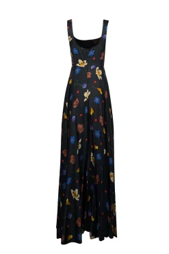Solace London - Dark Green & Multi Color Floral Sleeveless Sz 6