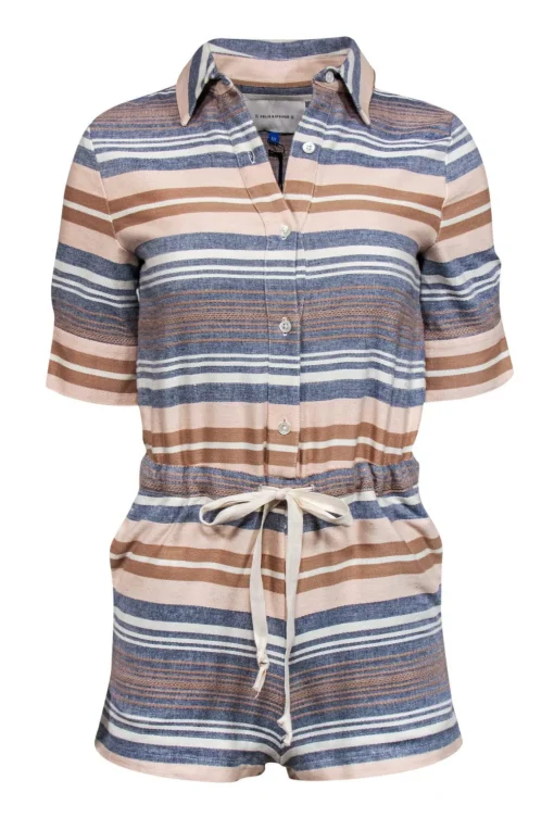 Solid & Striped - Pink, Blue & White Striped Button-Up Romper Sz XS
