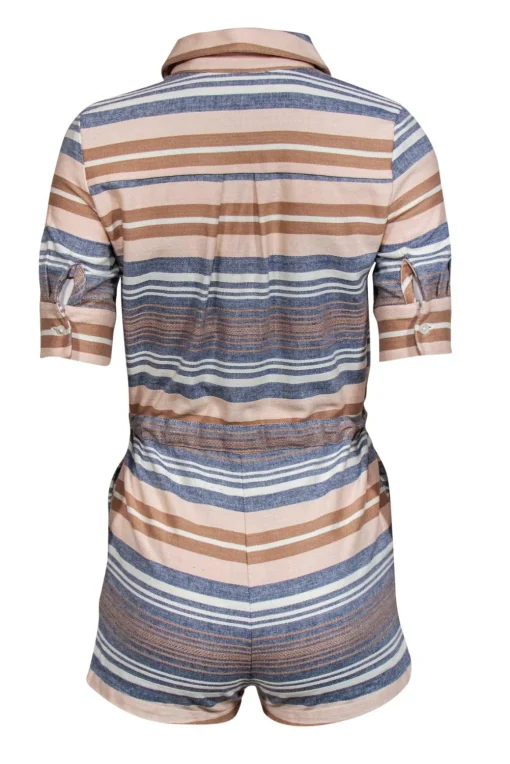 Solid & Striped - Pink, Blue & White Striped Button-Up Romper Sz XS